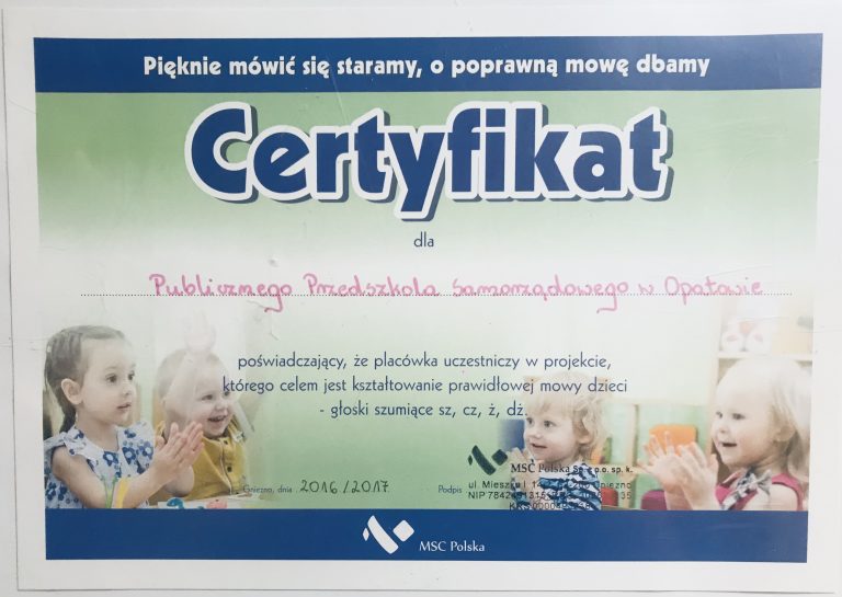 Certyfikat przedszkola, pozycja 49