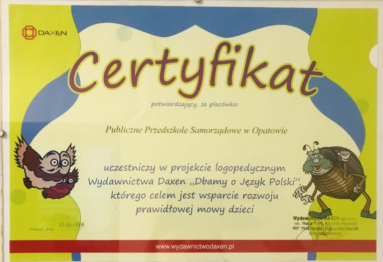 Certyfikat przedszkola, pozycja 51