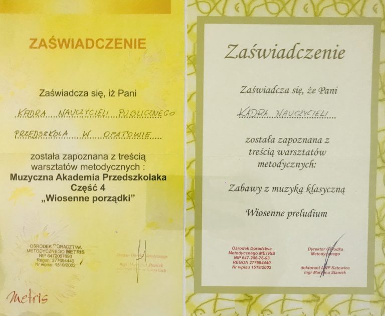 Certyfikat przedszkola, pozycja 30