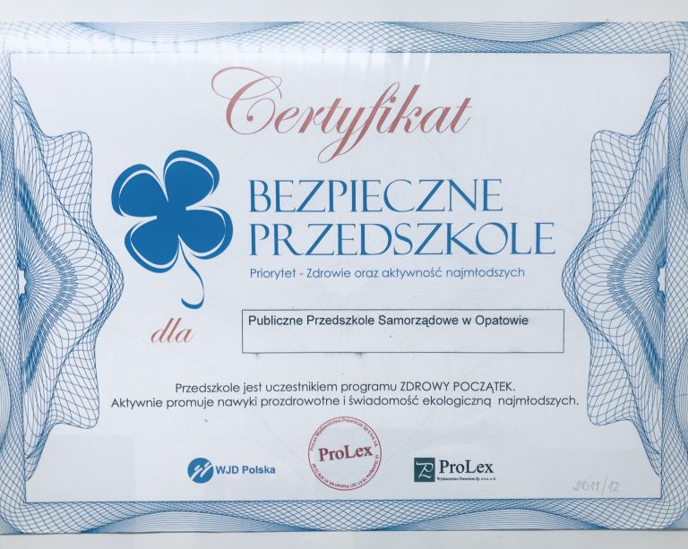 Certyfikat przedszkola, pozycja 46