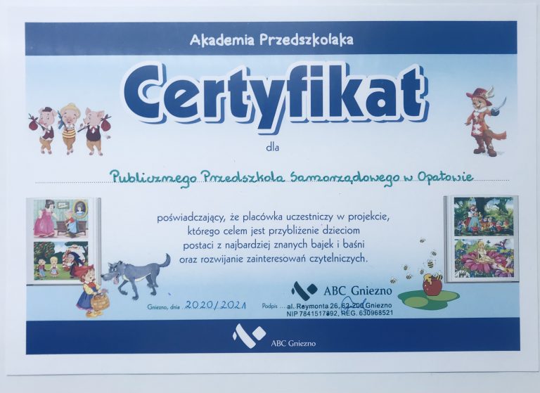 Certyfikat przedszkola, pozycja 24