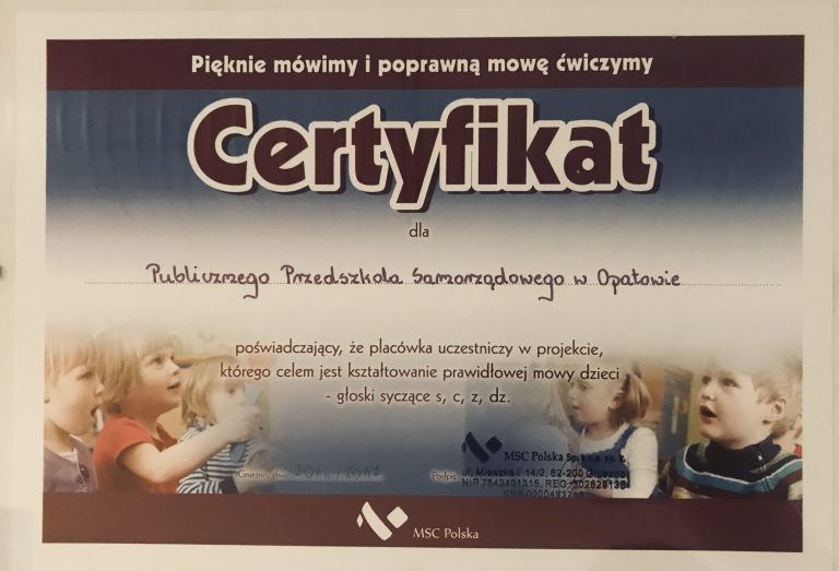 Certyfikat przedszkola, pozycja 27