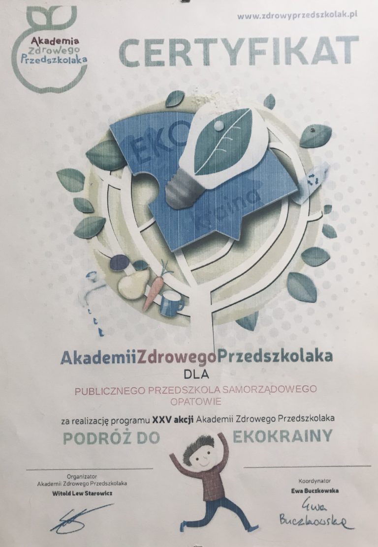 Certyfikat przedszkola, pozycja 20